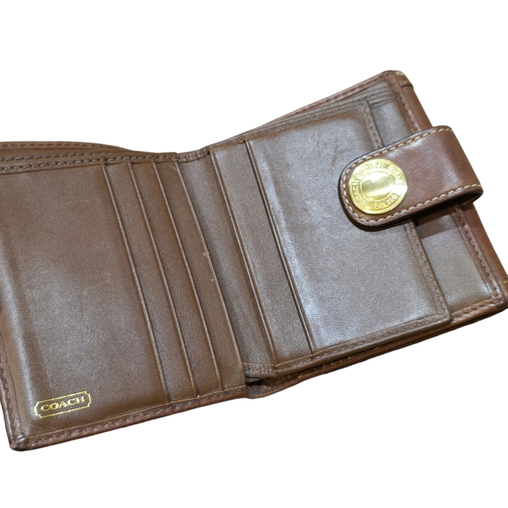 Coach Brown Signature Monogram Billfold Wallet Pre Owned Condition - Picture 9 of 9